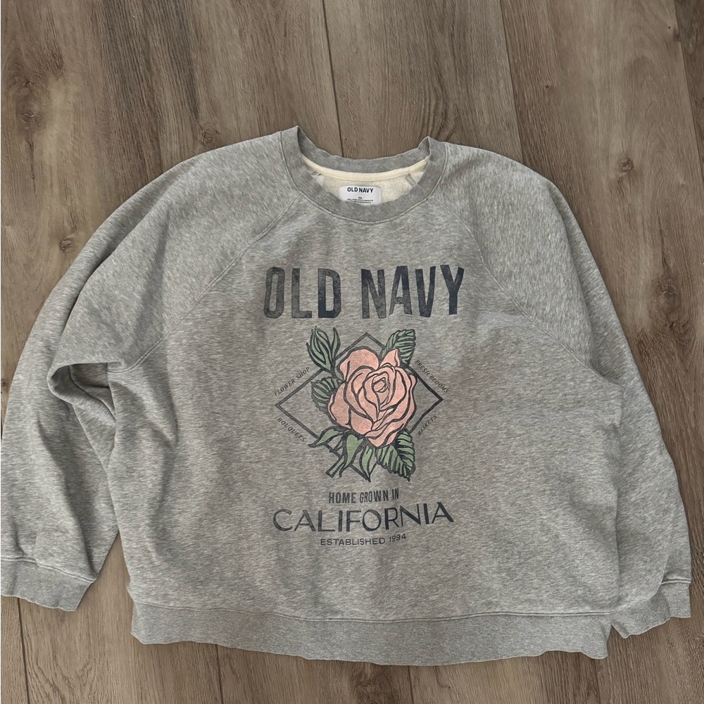 Old Navy Sweatshirt Gray with Navy Lettering